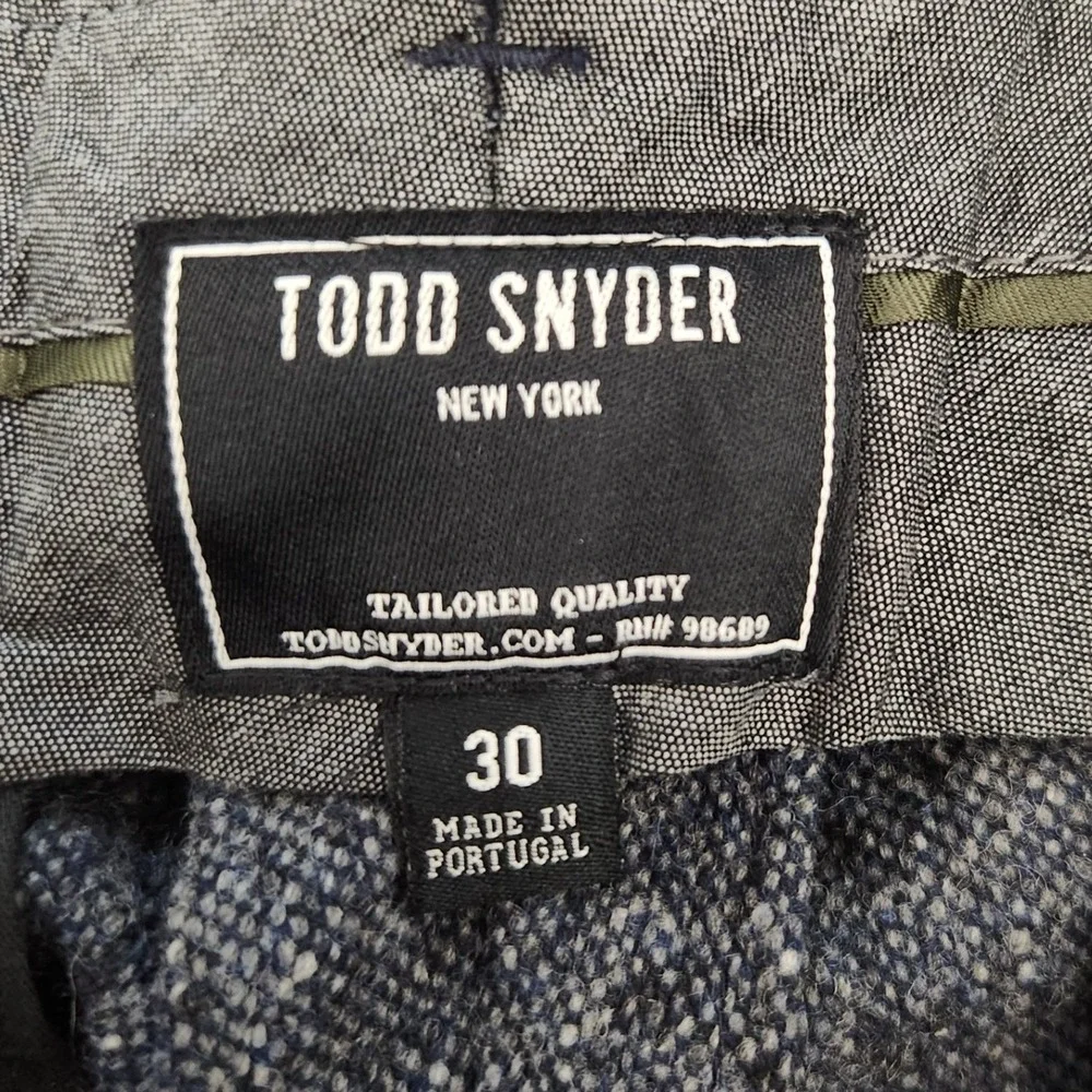 Todd Snyder Mens Navy Blue Wool Blend Pleated Trousers Size 30 Made in Portugal